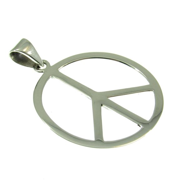 Solid 925 Sterling Silver Peace Sign Hippie Symbol Pendant by Peter Stone - Picture 4 of 6